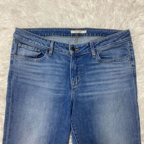 Levis 714 Straight Jeans Womens Size 32x32 Mid Rise Medium Blue Denim - Picture 2 of 11